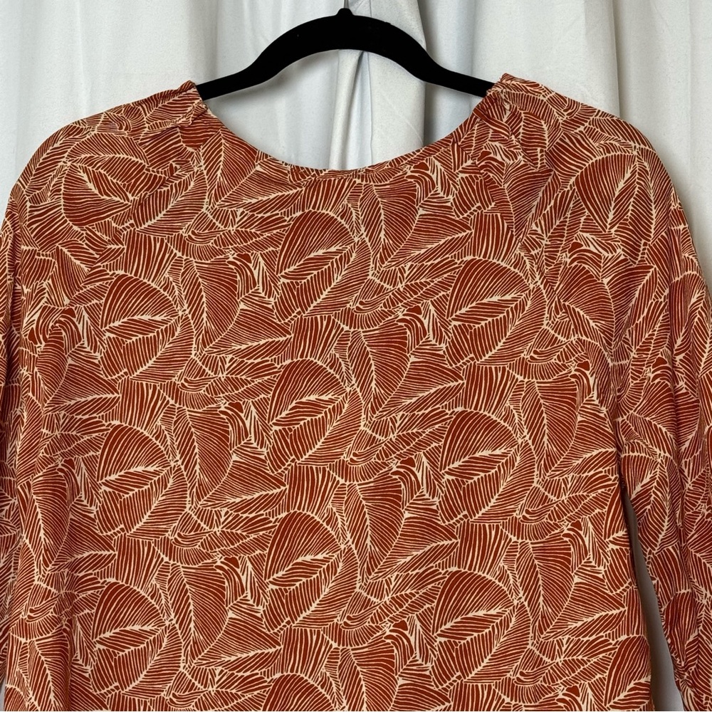 Bohme Rust Floral Boho Blouse Cottagecore Tie Neck Peasant Top XS NWT - Picture 7 of 10